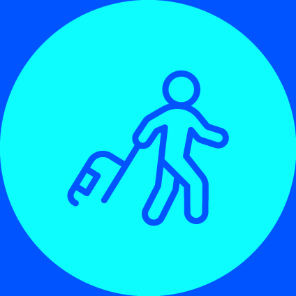 Pictogramme d'un passager tirant sa valise