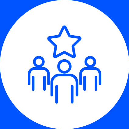Pictogramme avec trois personnes et une étoile