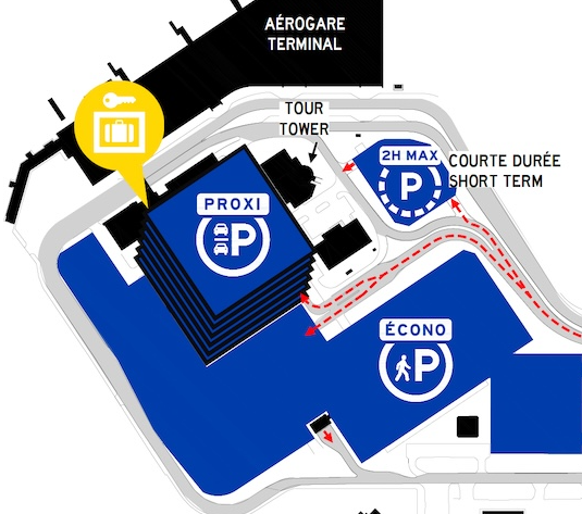 Carte localisant les casiers Expedibox à l'Aéroport international Jean-Lesage de Québec