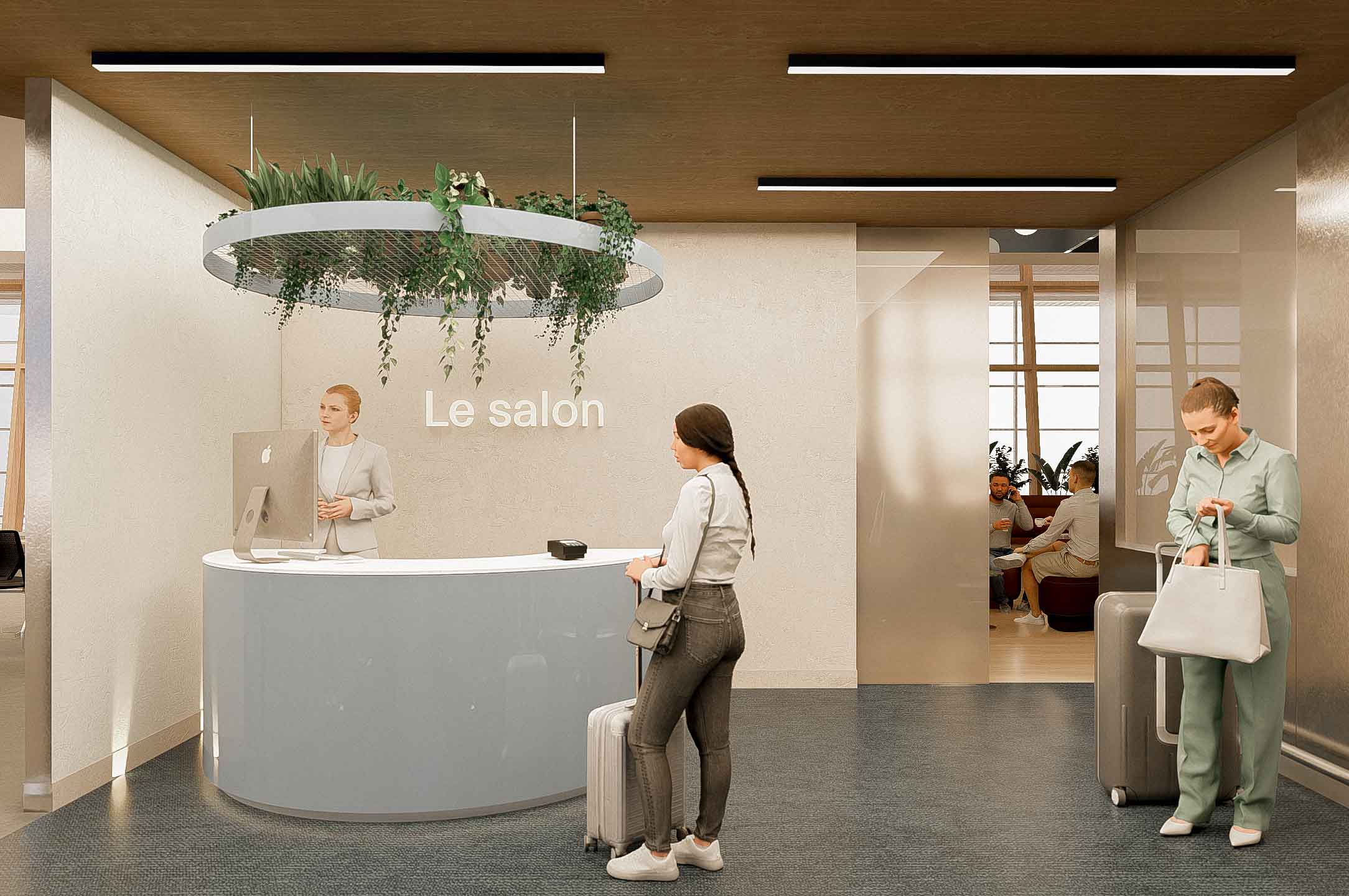Maquette du hall d'entrée du futur salon pour vacanciers à l'Aéroport international Jean-Lesage de Québec (YQB)